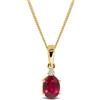 MIORE Collana Donna Oro Giallo 9KT 375, Ovale di Rubino Diamante Naturale, Catenina Cm. 45 con Pendente, Ciondolo con Catena anallergico in un Elegante Portagioie