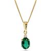 MIORE Collana Donna Oro Giallo 9KT 375, Ovale di Smeraldo Diamante Naturale, Catenina Cm. 45 con Pendente, Ciondolo con Catena anallergico in un Elegante Portagioie