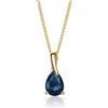 MIORE Collana Donna, Goccia Zaffiro, Ciondolo Oro Giallo 9KT 375, Catenina Argento 925 Placcata Oro 18Kt, Gioiello Anallergico, Elegante Portagioie