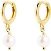 SINGULARU - Orecchini Cerchio Pearl. Argento Sterling con Placcatura Oro 18Kt. Chiusura Congo. Gioielli da Donna