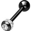 PIERCINGLINE Barbell in acciaio chirurgico | EPOXYring sfera + cristallo | Piercing barretta petto lingua | colori e dimensioni a scelta