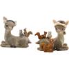Dekohelden24 Set di 2 renne decorative con cappello e paraorecchie, cervi con volpe, gufo e scoiattolo in ceramica glitterata grigia; L/L/L/L/L/L/H 10 x 5 x 9 cm