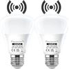 Vanpus LED Lampada Con Sensore Di Movimento 12W 6000K E27-360° Senso Alta Sensibilità - 30.000 Ore - 2 Pezzi per Energia/Sicurezza