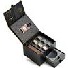 ROCKS WHISKEY CHILLING STONES Set Regalo Pietre da Whisky, Tagliasigari e Posacenere - 6 Pietre Artigianali in Pietra e Teca per Esporre e Conservare - Lussuosi Accessori per Whisky e Sigari, Cofanetto Regalo in Lamina d'Oro ROCKS