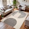 Calore Tappeto Salotto Pelo Corto Lavabile 160x200cm, Morbido Tappeto Camera da Letto Antiscivolo Grande Beige Geometrico Tappeto Soggiorno