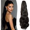 Gairyan 50cm Coda Capelli Extension con Pinza Posticci per Capelli Sintetici Coda di Cavallo Claw Ponytail Coda Capelli Extension Clip Ricci Mossi Ondulati Lunghi, Nero Naturale
