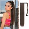 FESHFEN Posticci per capelli Extension Coda Di Cavallo Capelli Marrone castagno medio Lunga Estensione Capelli Sintetici Coda Capelli Extensions per Donna 60cm, 125g