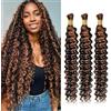 Weeybay Capelli Veri Tessitura Deep Wave Human Braiding Hair for Boho Braids P430 Highlight Brown Color Capelli Naturali Umani Donna Human Hair Extensions No Weft Weave 50g/Piece 22 22 22 Pollici
