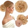 TESS Chignon Capelli Veri Ricci Posticci Donna con Elastico Hair Bun Finto Gonfio Extension Accessori Capelli 30g #18P613 Biondo Sabbia/Biondo Dorato