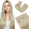Elailite Extension Clip Capelli Lisci Hair Extensions Biondo Pallido, 6 Fasce Separate Colorate 60cm Capelli Finti Sintetici Set da 6pcs 140g