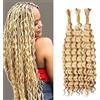 Weeybay Capelli Veri Tessitura Deep Wave Human Braiding Hair for Boho Braids P27/613 Highlight Blonde Color Capelli Naturali Umani Donna Human Hair Extensions No Weft Weave 50g/Piece 16 16 16 Pollici