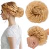TESS Chignon Capelli Veri Ricci Posticci Donna con Elastico Hair Bun Finto Gonfio Extension Accessori Capelli 30g #24 Biondo Naturale