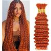 Weeybay Capelli Veri Tessitura Deep Wave Human Braiding Hair for Boho Braids #350 Orange Color Capelli Naturali Umani Donna Human Hair Extensions No Weft Weave 50g/Piece 30 30 30 Pollici