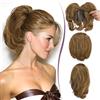 RUWISS Coda Capelli Extension con Pinza, Coda Finta Umani Capelli Corti con Metalli Pieghevoli 22cm Dritto Chignon Capelli Veri per Donna, Castano Medio
