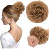 TESS Chignon Capelli Veri Ricci Posticci Donna con Elastico Hair Bun Finto Gonfio Extension Accessori Capelli 30g #6 Castagno Chiaro
