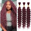 Weeybay Capelli Veri Tessitura Deep Wave Human Braiding Hair for Boho Braids #99J Burgundy Color Capelli Naturali Umani Donna Human Hair Extensions No Weft Weave 50g/Piece 30 30 30 Pollici