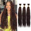 Weeybay Capelli Veri Tessitura Deep Wave Human Braiding Hair for Boho Braids #4 Chocolate Brown Color Capelli Naturali Umani Donna Human Hair Extensions No Weft Weave 50g/Piece 22 22 22 Pollici
