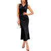 GRACE KARIN Abiti da sera in velluto per donne, abito lungo da cocktail formale autunnale, abito da sposa per ospiti da sera con scollo a mezza luna e a sirena, blu navy, 50