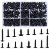 TVNYOUJIA 350 Pezzi Viti autofilettanti, Viti autoperforanti in acciaio al carbonio, Viti per legno Nero, Kit viti a testa tonda, Viti a croce Testa piatta per metallo in legno morbido - 8 specifiche, Con