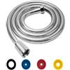 Nucalt Flessibile Doccia Acciaio Inossidabile 2M/59IN Tubo Flessibile per Doccia Argento Acciaio Inox Tubo Doccia da Anti Torsione, Attacco Standard 1/2 Adatto Tutti I Soffion con 4 Limitatori Flusso