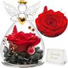 Sunia Festa della Mamma Idee Regalo, Rosa Stabilizzata Vera Regalo Festa della Mamma, Rosa Eterna con Figurine Angelo, Angelo Custode Regali Mamma Originali, Regali Mamma Nonna Compleanno