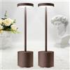 Hapfish Lampada da Tavolo Senza Fili LED,2 Pezzi 5000mAh Ricaricabile USB,Comodino | Lampada a Batteria USB,Luce a Batteria Dimmerabile,3 Modalità di Colore,per Scrivania Esterno Tavola Ristorante(Ruggine)