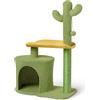 Amazon Basics - Albero Tiragraffi per Gatti e Gattini da Interni a Forma di Cactus,Colonna Tiragraffi con Piattaforma Curva e Accogliente Condominio, Pallina Oscillante Interattiva,Altezza 78cm,Verde