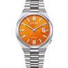Citizen Orologio da uomo analogico automatico con cinturino in acciaio inossidabile Tsuyosa, Arancione, argento, misura unica, Moderno