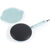 Giles & Posner Pancake Maker portatile - Piastra in alluminio da 20 cm, Rivestimento antiaderente senza PFAS, Spie di pronto uso, Crêpes istantanee, Con manico, Ciotola per pastella, 600W, Blu
