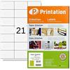 Printation Etichette Adesive 70 x 41 mm - 525 Etichette per Indirizzi - 21 Etichette Scuola per Foglio 3x7-25 Fogli Adesivi A4 Stampabili - Carta Adesiva per Stampante per Stampanti Laser e Inkjet
