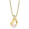 MIORE Collana Donna Argento 925 Placcato Oro 18KT, Collana Perle Naturali, Ciondolo con Catenina Argento Lunga Cm 45, Confezionata in Elegante Portagioie