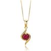 MIORE Collana Donna Oro Giallo 9KT 375 e Rubino, Catenina Cm. 45 con Pendente, Ciondolo con Catena anallergico, Confezionato in un Elegante Portagioie