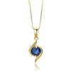 MIORE Collana Donna Oro Giallo 9KT 375 e Zaffiro, Catenina Cm. 45 con Pendente, Ciondolo con Catena anallergico, Confezionato in un Elegante Portagioie