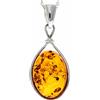 SilverAmber Jewellery Ciondolo classico in vera ambra baltica e argento sterling senza catena, 1803, Argento sterling, Miele Ambra