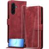 binandteam Cover a Libro per Samsung Galaxy A17 5G / 4G (6.7) con Vetro Temperato,Custodia in Pelle PU Magnetica Flip Porta Carte Wallet Supporto Portafoglio Case - Rot
