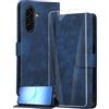 binandteam Cover a Libro per Samsung Galaxy A17 5G / 4G (6.7) con Vetro Temperato,Custodia in Pelle PU Magnetica Flip Porta Carte Wallet Supporto Portafoglio Case - Blu