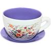 Dekohelden24 Vaso da fiori, portavasi, fioriera, vaso per piante e fiori, vaso per fiori, portavasi. Portavaso come tazza con manico in ceramica, motivo: gigli, L/Larg/Alt 20 x 15 x 12 cm.