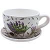 Dekohelden24 Vaso per piante con manico in ceramica, motivo: lavanda, L/L/L/L/L/A/20 x 15 x 12 cm