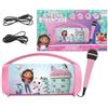 Lexibook, La casa delle bambole di Gabby, Altoparlante luminoso senza fili con microfono, suono stereo, funzione karaoke, porte USB e per schede SD, batteria ricaricabile, BTP585GDHZLXB