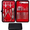 walentin profwr Set di tagliaunghie professionale per uomo e donna, in acciaio inox, per manicure e pedicure, 16 pezzi, con custodia da viaggio portatile, kit per la cura della persona, regalo per marito e famiglia
