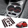 BIXUAN Compatibile con Fiat 500 2016-2020 Abarth 595 2017-2021, tappetini antiscivolo per console centrale, bracciolo, tappetini in gomma, supporto per bevande, tappetino antiscivolo per porta, Rosso