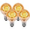 HUSTUNG Lampadina LED E27, Dimmerabile Lampadina Vintage E27 4W (Equivalente a 40W) G80 φ80mm Edison Lampadine LED Luce Calda 2700K - Ambra, Pacco da 4