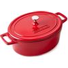 ESEVOLO Casseruola ovale in ghisa a induzione Pentola 6,3 L 31 cm di alluminio, rivestimento antiaderente effetto pietra, rosso