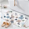 AIBIIN Tappeto da bagno costiero, 50 x 80 cm, motivo: oceano, stella marina, coralline, antiscivolo, tappetino da bagno blu navy, tappetino da bagno in microfibra extra morbido per decorazioni da