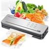 ESoundvol Macchina Sottovuoto Per Alimenti ESoundvol 8 in 1, con Controllo Della Temperatura, Taglierina Integrata e Display LED Visibile per La Conservazione di Alimenti Secchi e Umidi con 10 Sacchetti