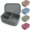 Chingcoo Contenitore per il pane con scomparti, in silicone, 800 ml, senza BPA, adatto a microonde, lavabile in lavastoviglie, con 3 scomparti, grigio ardesia