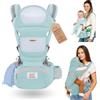 QUIMETS | Marsupio neonato 0-36 mesi ergonomico 6 in 1 - Zaino porta bambino regolabile con seduta removibile, supporto lombare, tessuto traspirante e mussola in omaggio
