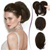 RUWISS Coda Capelli Extension con Pinza, Coda Finta Umani Capelli Corti con Metalli Pieghevoli 22cm Dritto Chignon Capelli Veri per Donna, Castano Scuro con 15% Biondo Cacao Scuro