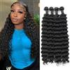 Rebasar Deep Wave Human Hair Bundles (10 12 14 16 Pollici) Capelli Veri Ricci Naturali Extension Tessitura Capelli Veri Naturali Donna Capelli Umani Brasiliani 70g/pc Total 280g