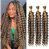 Weeybay Capelli Veri Tessitura Deep Wave Human Braiding Hair for Boho Braids P427 Highlight Blond Color Capelli Naturali Umani Donna Human Hair Extensions No Weft Weave 50g/Piece 34 34 34 Pollici